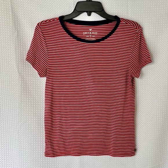 American Eagle Outfitters Stripe Pattern Crewneck T-shirt - Picture 2 of 5